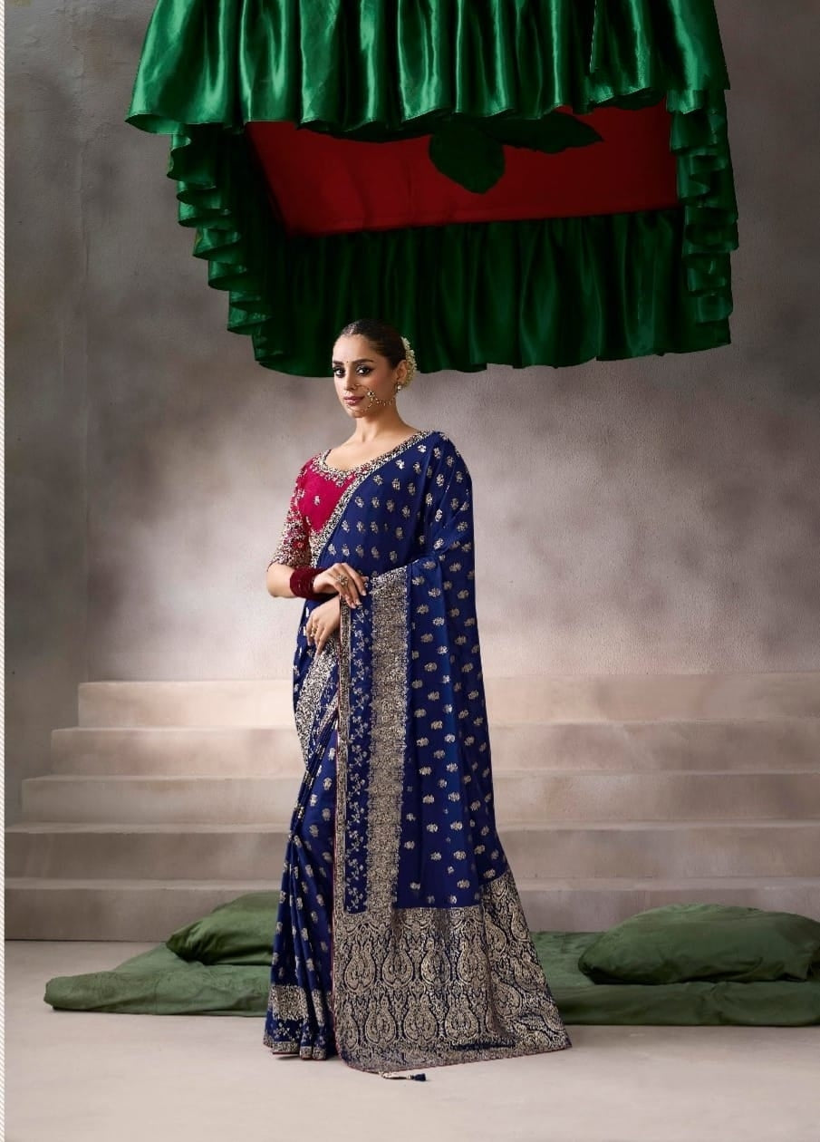 Nevy Blue Designer Embroidered Saree Collection | Wedding & Party Wear UK