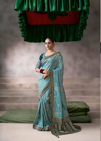 Sea Green Designer Embroidered Saree Collection | Wedding & Party Wear UK