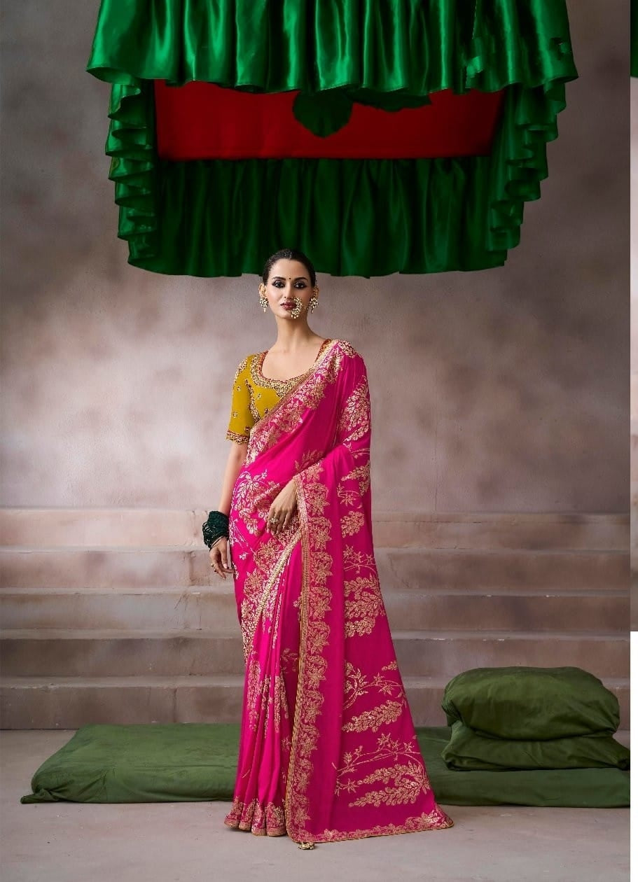 PInk Designer Embroidered Saree Collection | Wedding & Party Wear UK