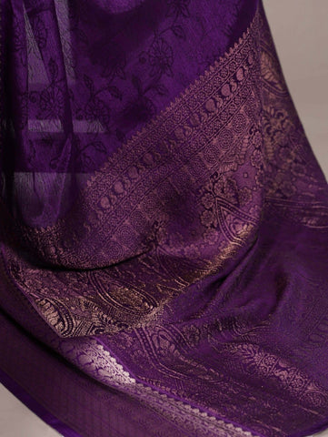 Purple Luxury Silk Blend Sarees with Woven Border | Elegant Indian Sarees UK
