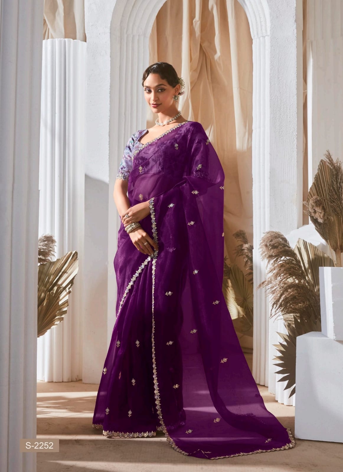 Purple Luxury Embroidered Saree | Designer Indian Saree Online UK