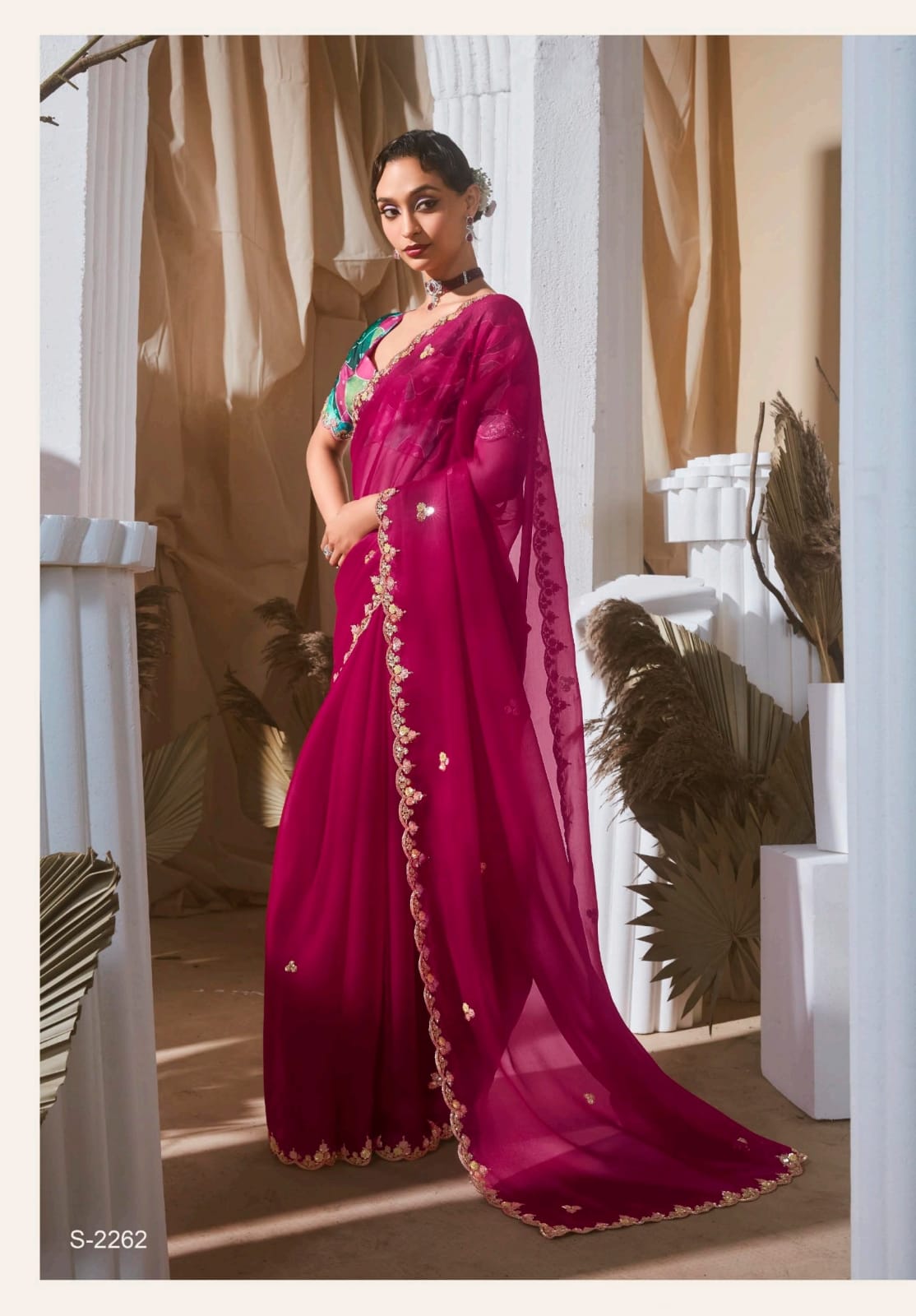 Pink Luxury Embroidered Saree | Designer Indian Saree Online UK