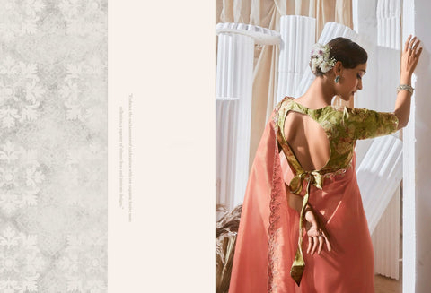 Peach Luxury Embroidered Saree | Designer Indian Saree Online UK