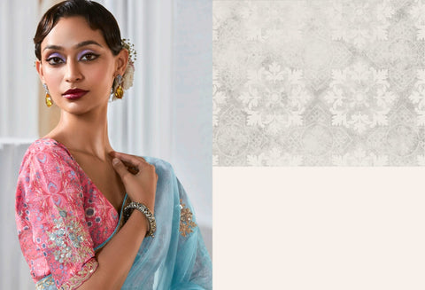 Firozi Luxury Embroidered Saree | Designer Indian Saree Online UK