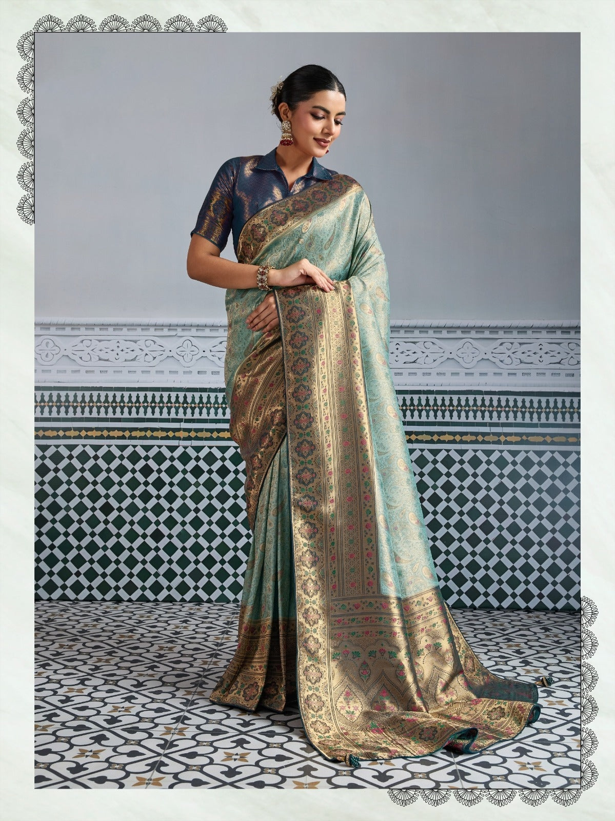 Firozi Luxury Woven Saree Collection | Traditional Indian Sarees Online UK