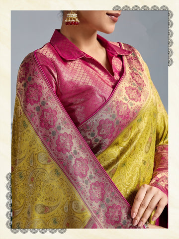 Yellow Luxury Woven Saree Collection | Traditional Indian Sarees Online UK