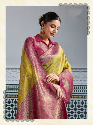 Yellow Luxury Woven Saree Collection | Traditional Indian Sarees Online UK
