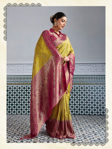 Yellow Luxury Woven Saree Collection | Traditional Indian Sarees Online UK