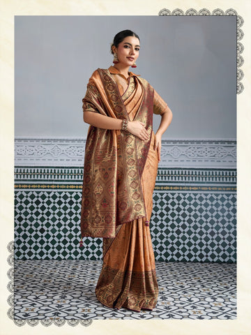 Peach Luxury Woven Saree Collection | Traditional Indian Sarees Online UK