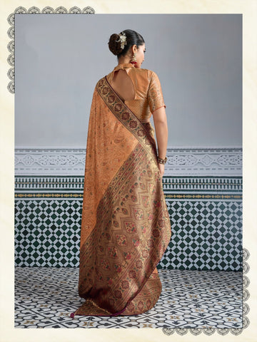 Peach Luxury Woven Saree Collection | Traditional Indian Sarees Online UK