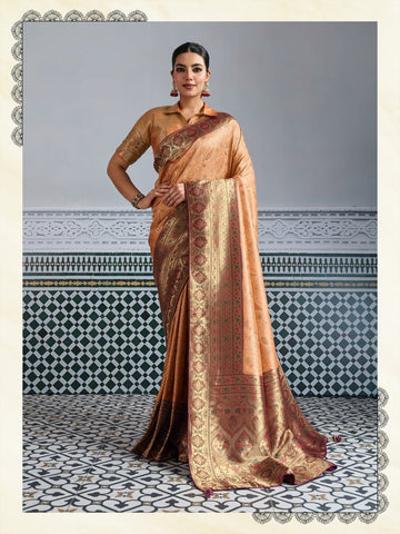 Peach Luxury Woven Saree Collection | Traditional Indian Sarees Online UK