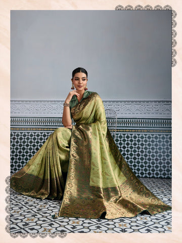 Olive Green Luxury Woven Saree Collection | Traditional Indian Sarees Online UK