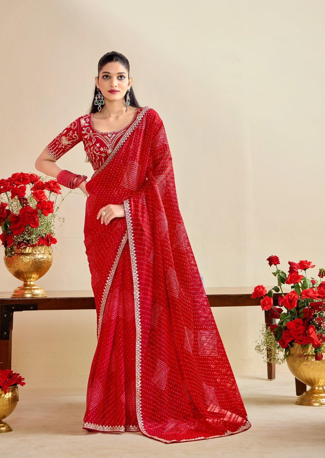 Red Designer Embellished Sarees for Women | Wedding Sarees UK