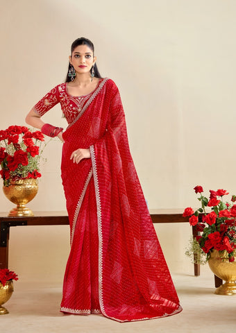 Red Designer Embellished Sarees for Women | Wedding Sarees UK