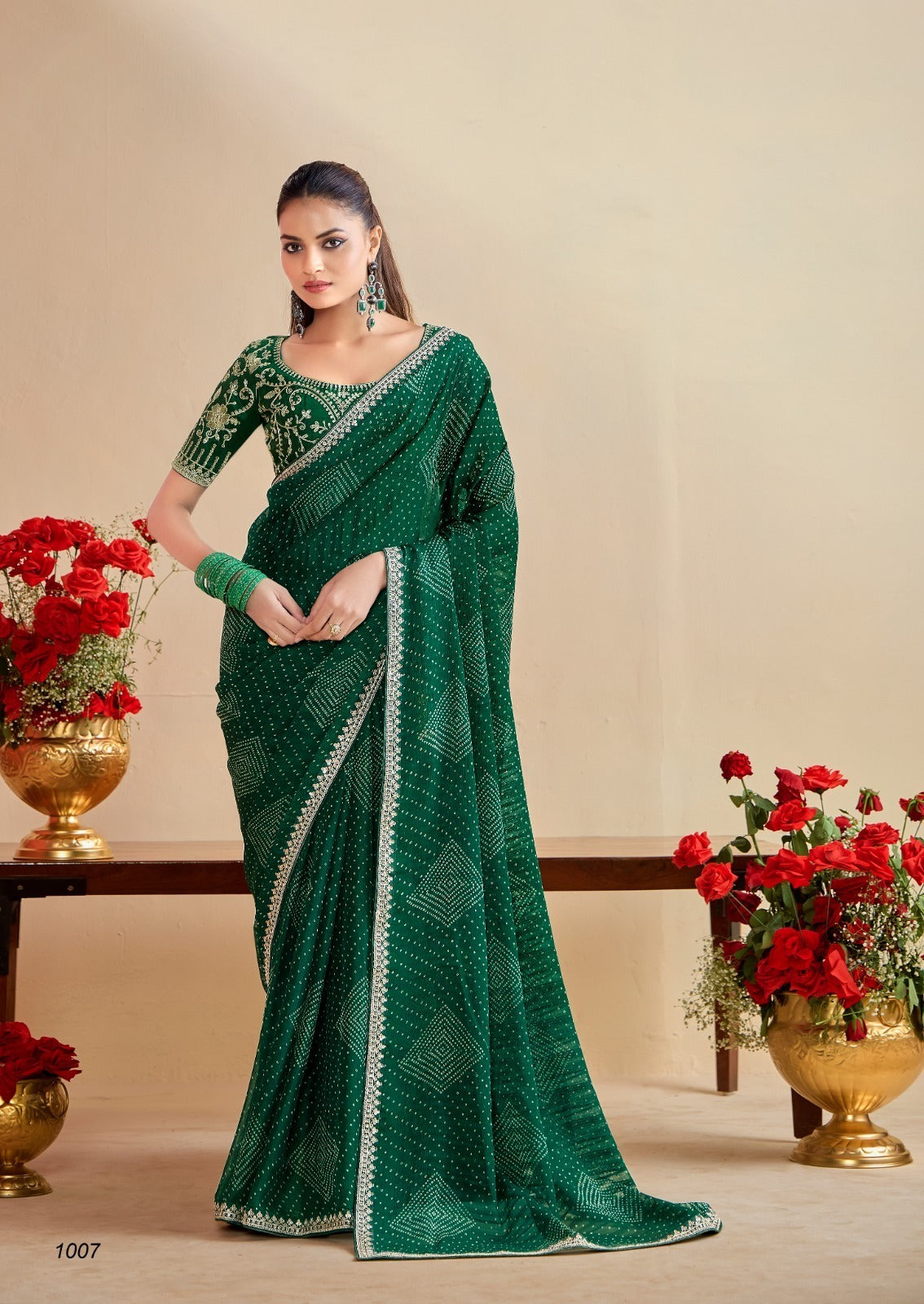 Bottle Green Designer Embellished Sarees for Women | Wedding Sarees UK