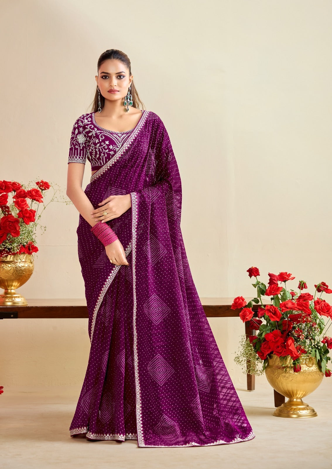 Purple Designer Embellished Sarees for Women | Wedding Sarees UK