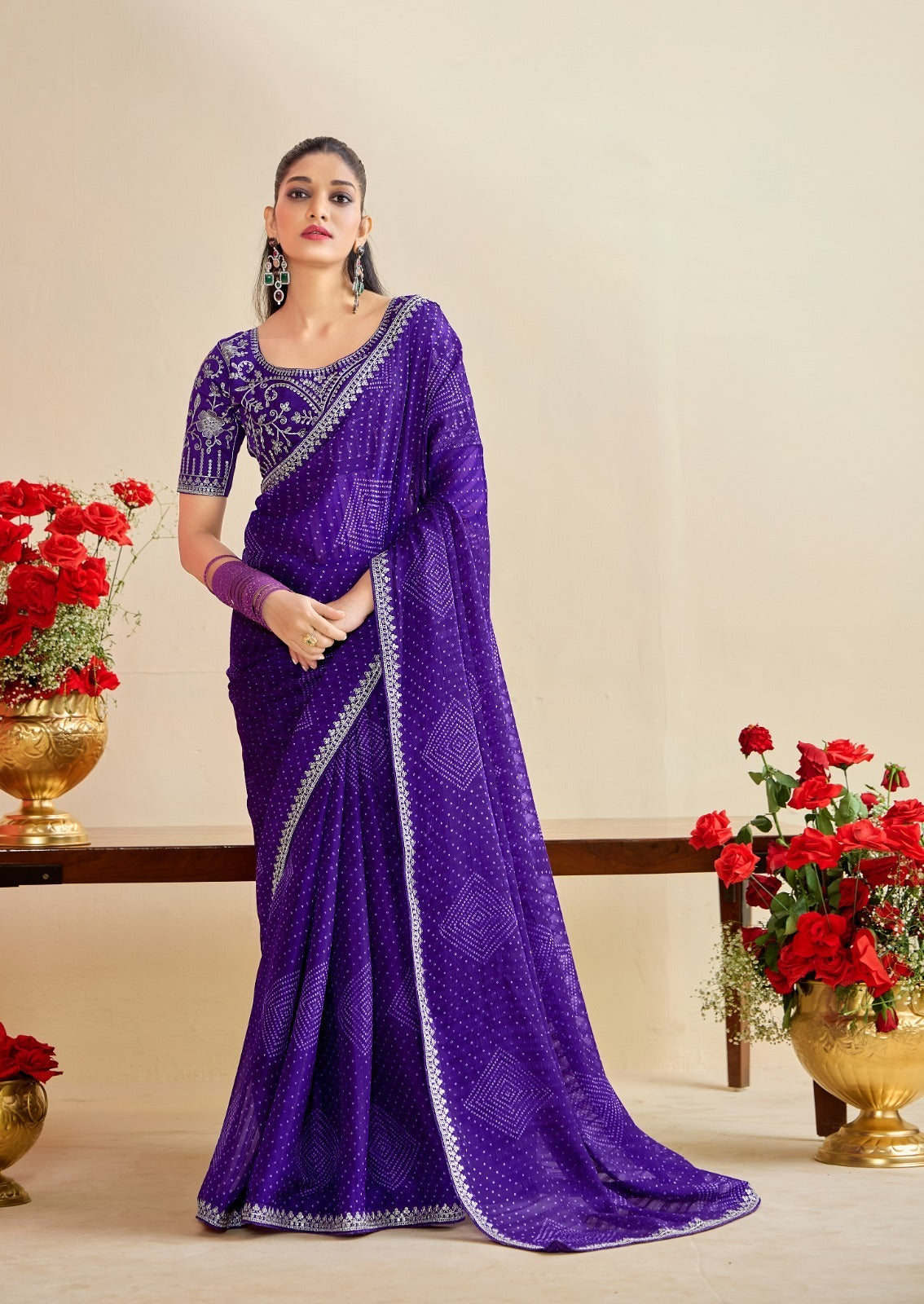 Royal Blue Designer Embellished Sarees for Women | Wedding Sarees UK