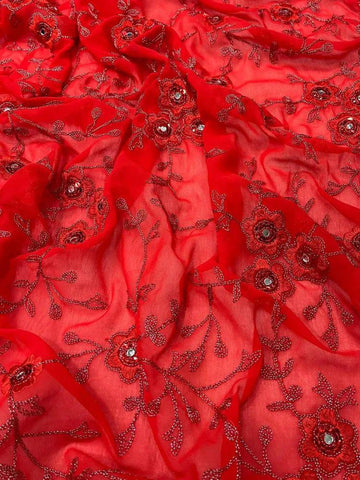 Red Georgette Elegant Street Fashion Portrait | Modern Ethnic Outfit Inspiration for Women