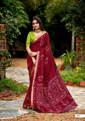 Maroon Handcrafted Designer Saree | Traditional Indian Ethnic Wear UK