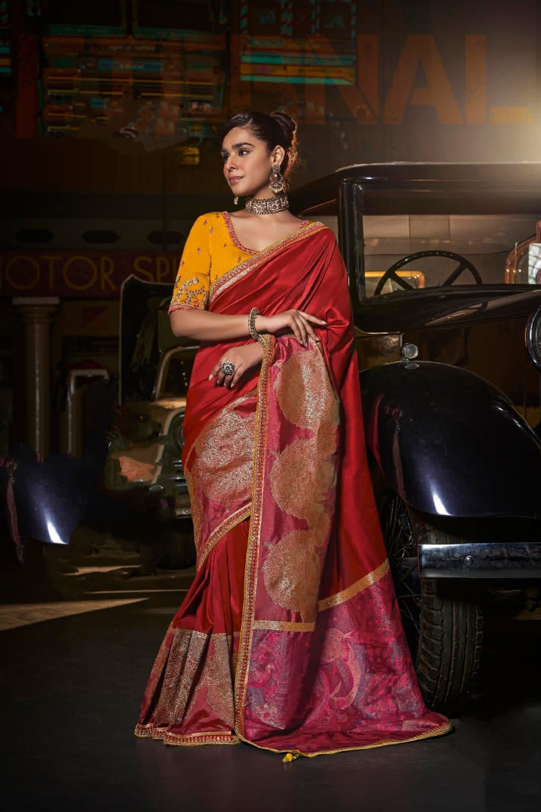 Red Pure Silk Zari Saree – Bridal Heritage Elegance | UK Luxury Wear