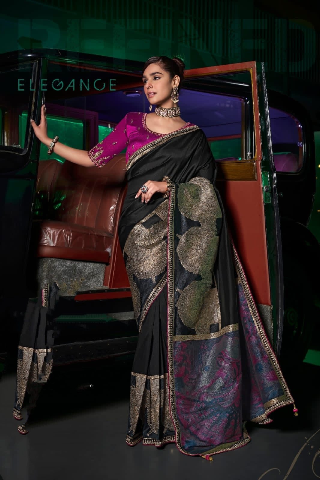 Black & Gold Pure Silk Zari Saree – Regal Luxury with Contemporary Charm | UK