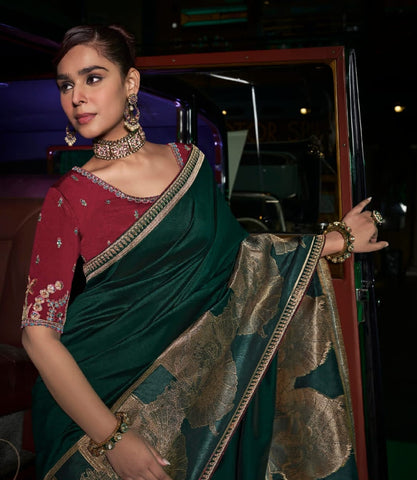 Green Pure Silk Zari Saree – Classic Tradition with Modern Grace | UK