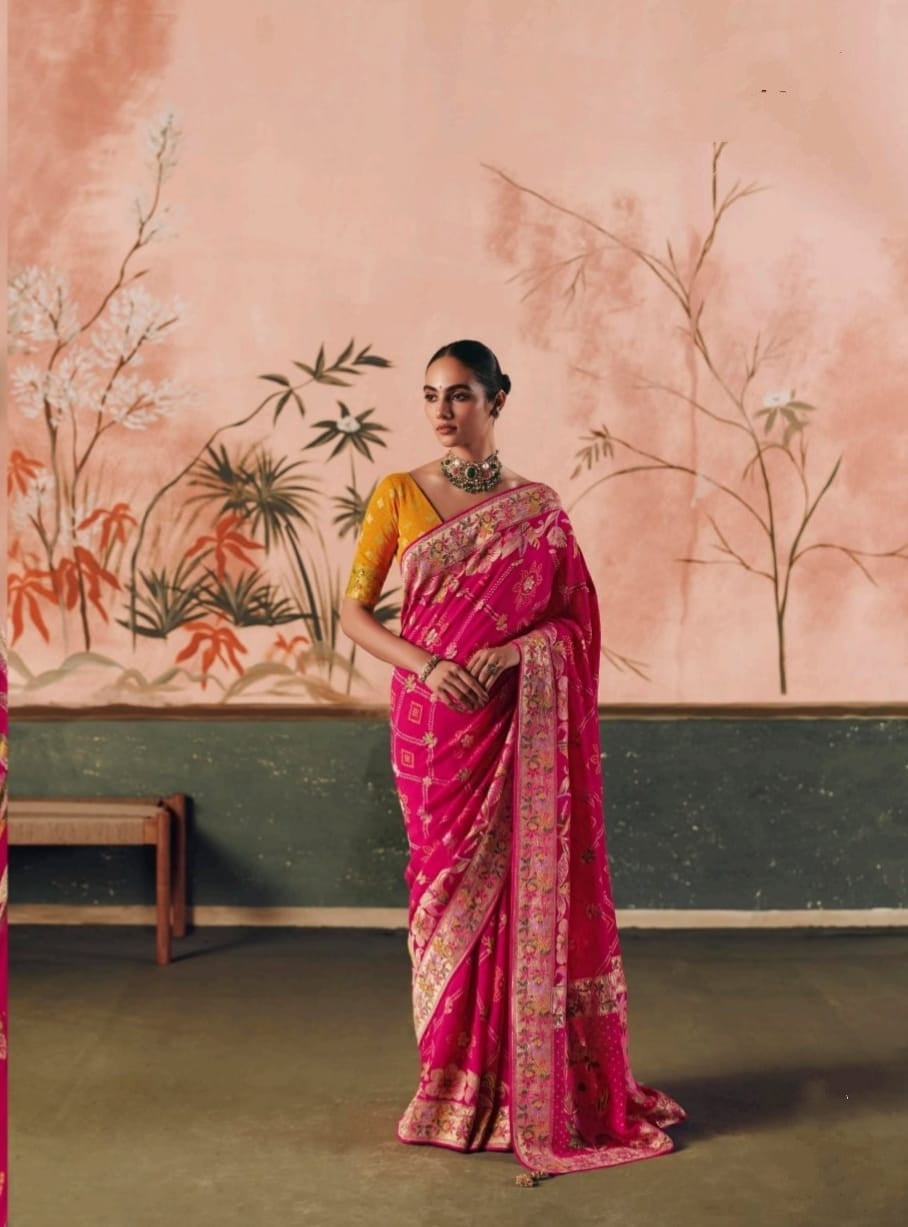 Pink Banarasi Silk Saree with Zari Work | Indian Sarees UK