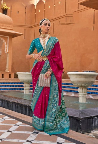 Pink Designer Silk Saree with Traditional Border | Wedding Wear UK