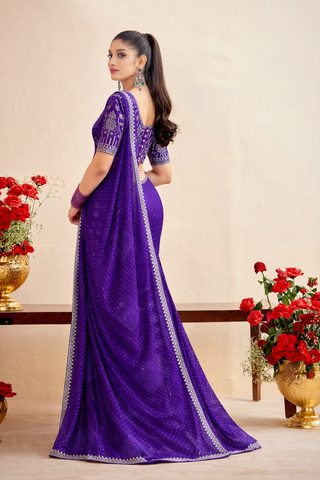 Royal Blue Designer Embellished Sarees for Women | Wedding Sarees UK