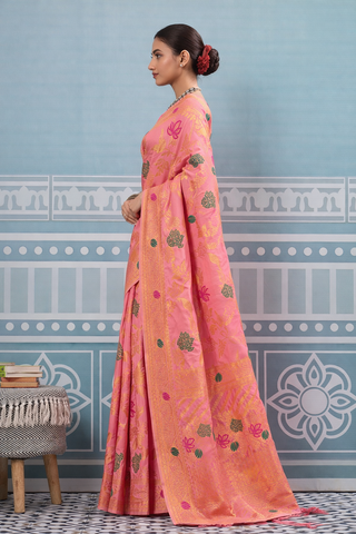Pink Floral Designer Saree | Elegant Party Wear Indian Saree UK