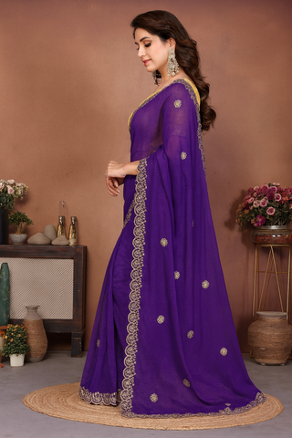 Pure Georgette Saree with Camical Work – Stylish Designer Saree- UK