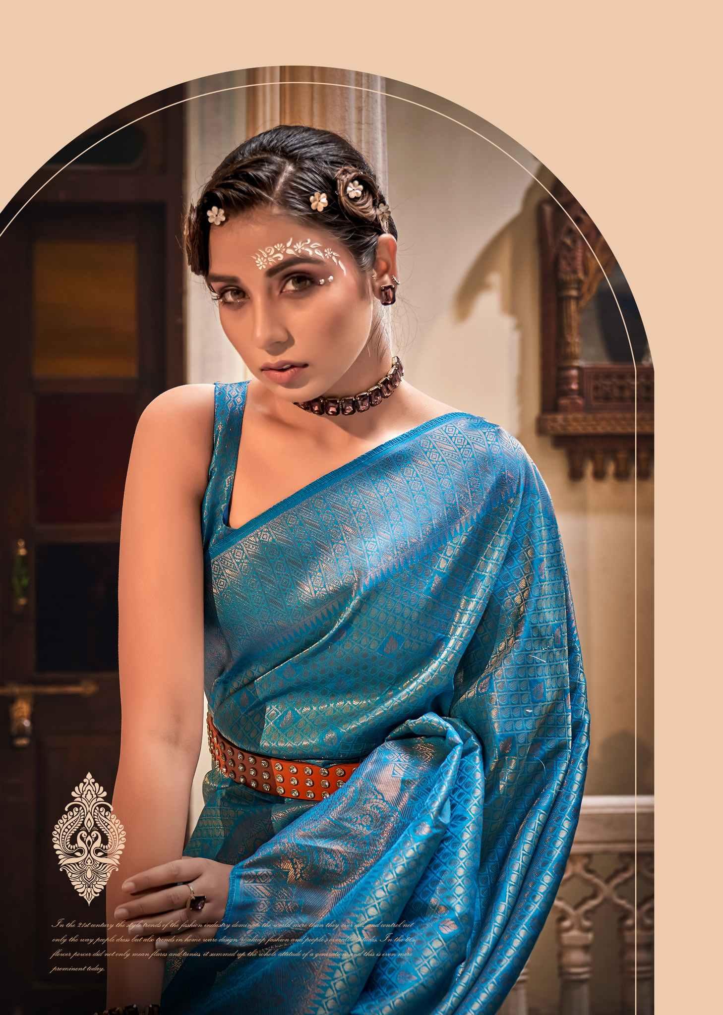 Handloom Weaving Silk Saree Embellished With Zari Border In Blue Color - INDIASILK