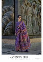 Organza Saree UK : Organza Kashmiri Pashmeena Handloom Weaving Sari - INDIASILK